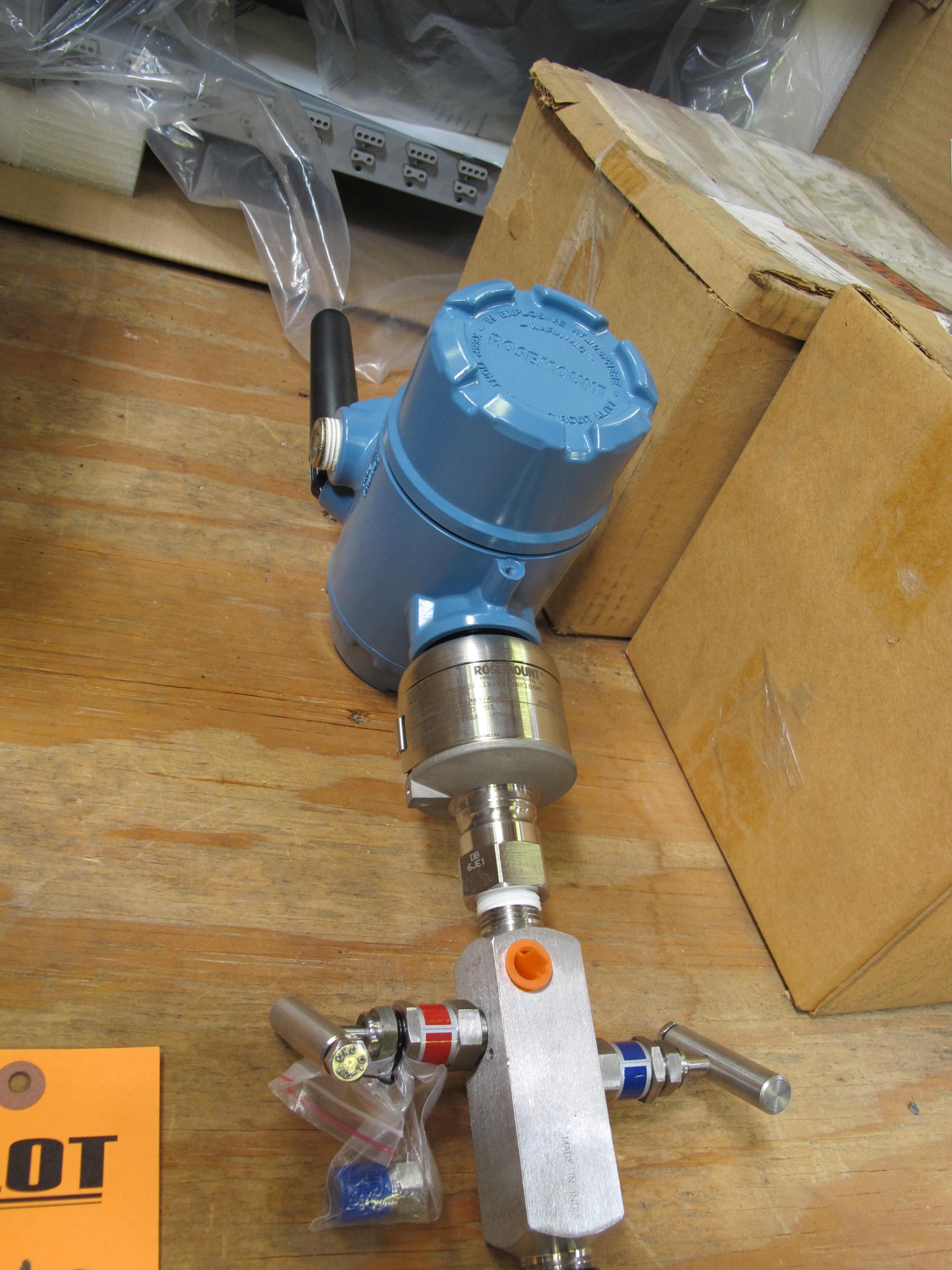 LOT TO INCLUDE: (1) ROSEMOUNT TRANSMITTER MODEL# 3051S2TG4A2A11X5AWA3WK1B4M5 (1) USER CONFIGURABLE BURST RATE, 2.4 GHZ DSSS, WIRELESS HART HOUSING/CONDUIT: WIRELESS PLANTWEB HOUSING, ALUMINUM, (1) CHASSIS, IO TYPE, 16 SLOT RTP2300 EXPANSION I/O KIND. 115/230 VAC, (1) HOUSING, STANDARD NEST KIND, STL MATERIAL, (2) GAUGES, FLOW TYPE, 6 INCH GAUGE FACE SIZE, 0-9000 GPM RANGE, 1/4" NPTF TOP AND BOTTOM CONNECTION. SWP 500 PSI, HOUSING SST BELLOWS SST, FILL ETHYLENE- GLYCOL & WATER, O-RINGS VITON DIFF. LOADING & HANDLING FEE $15-4142